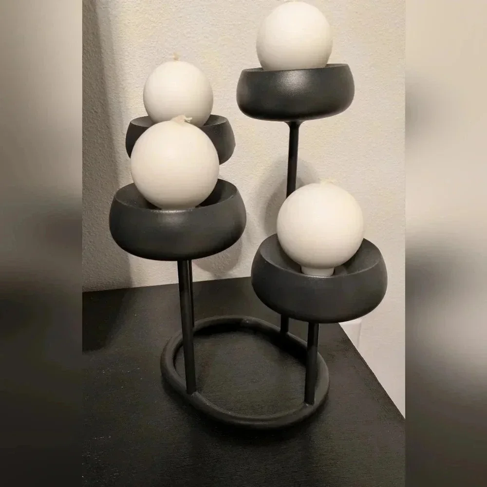 IITTALA Finland Nappula Candelabra 4-Candle Holder Dark Grey Steel Matti Klenell
